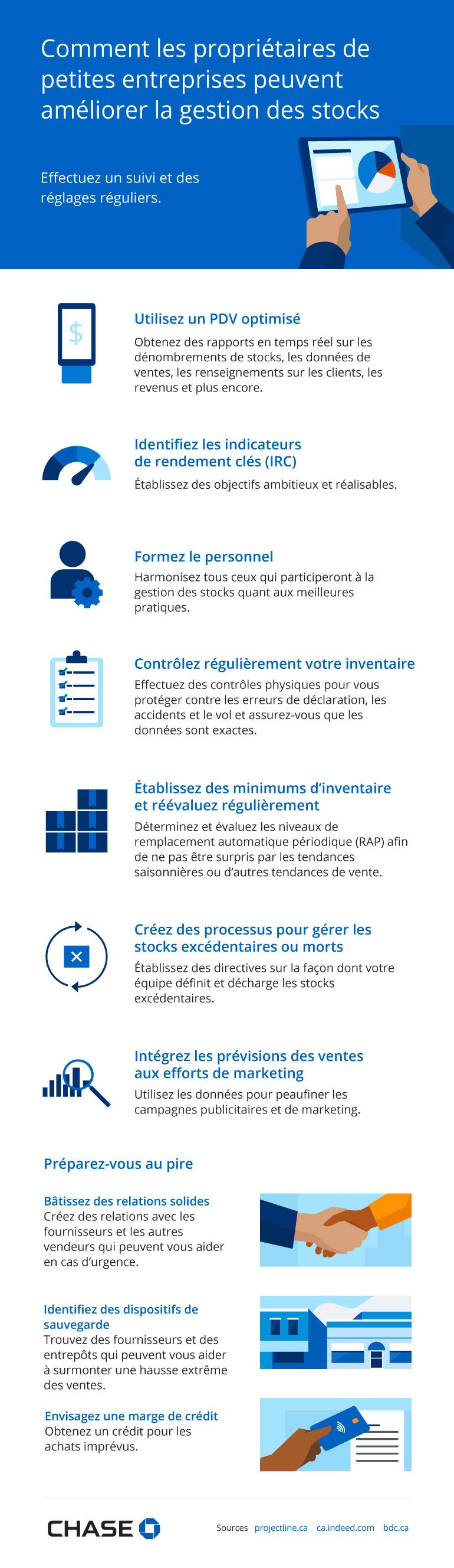 Infographie illustrant comment les propriétaires de petites entreprises peuvent améliorer la gestion des stocks