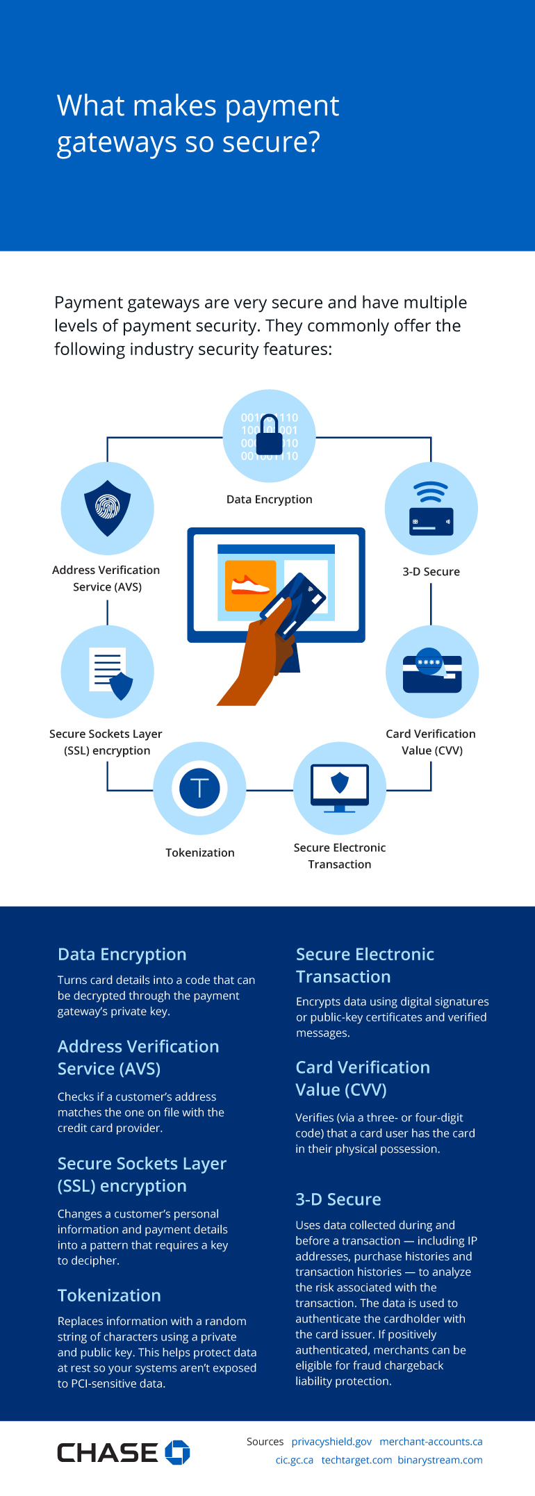 Infographic illustrating what makes payment gateways so secure